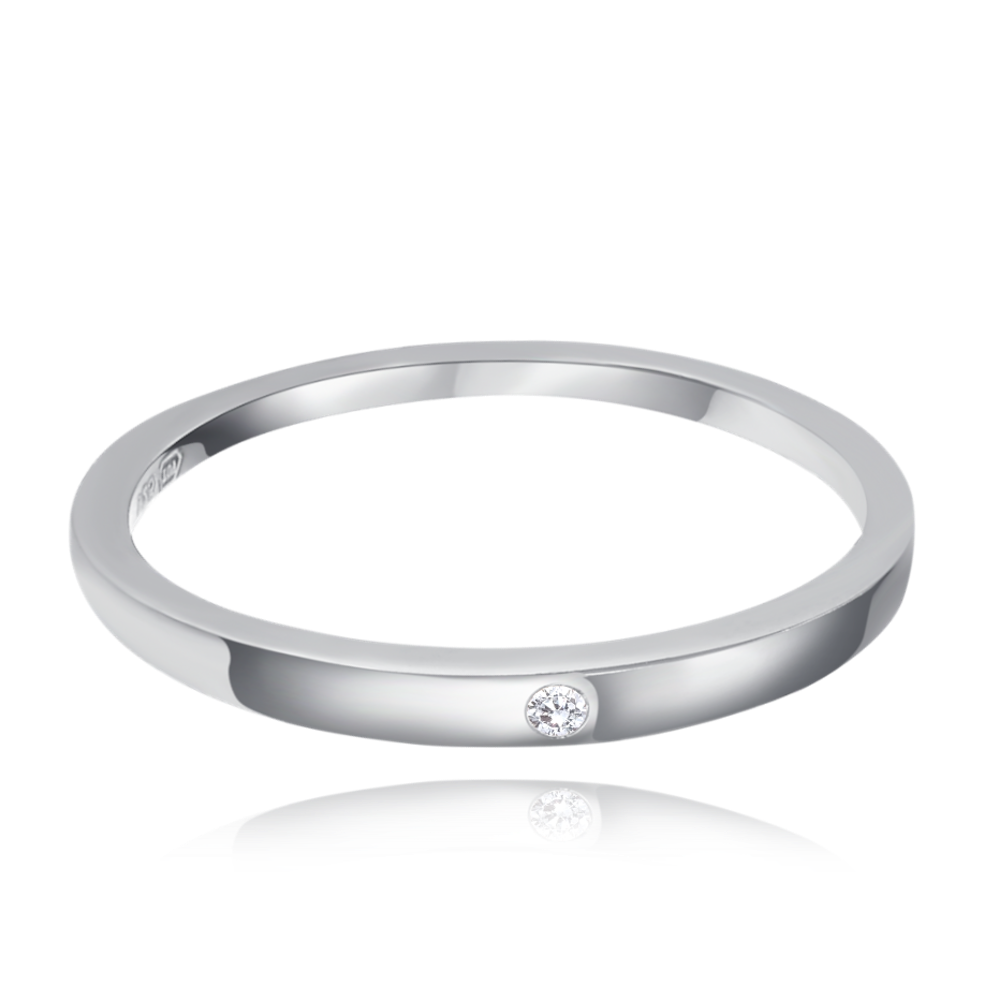 MINET Minimalistický snubní stříbrný prsten se zirkonem vel. 58 JMAN0546SR58