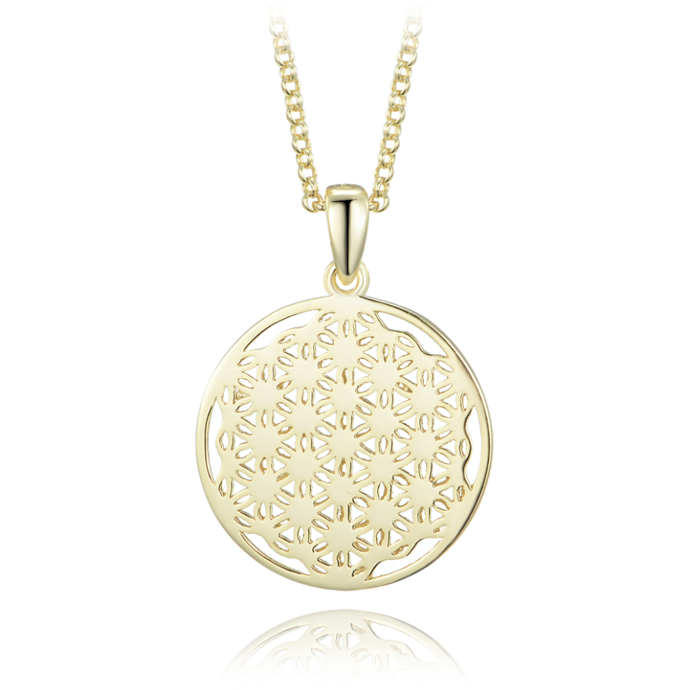MINET Pozlacený stříbrný náhrdelník květ života JMAN5025GN45