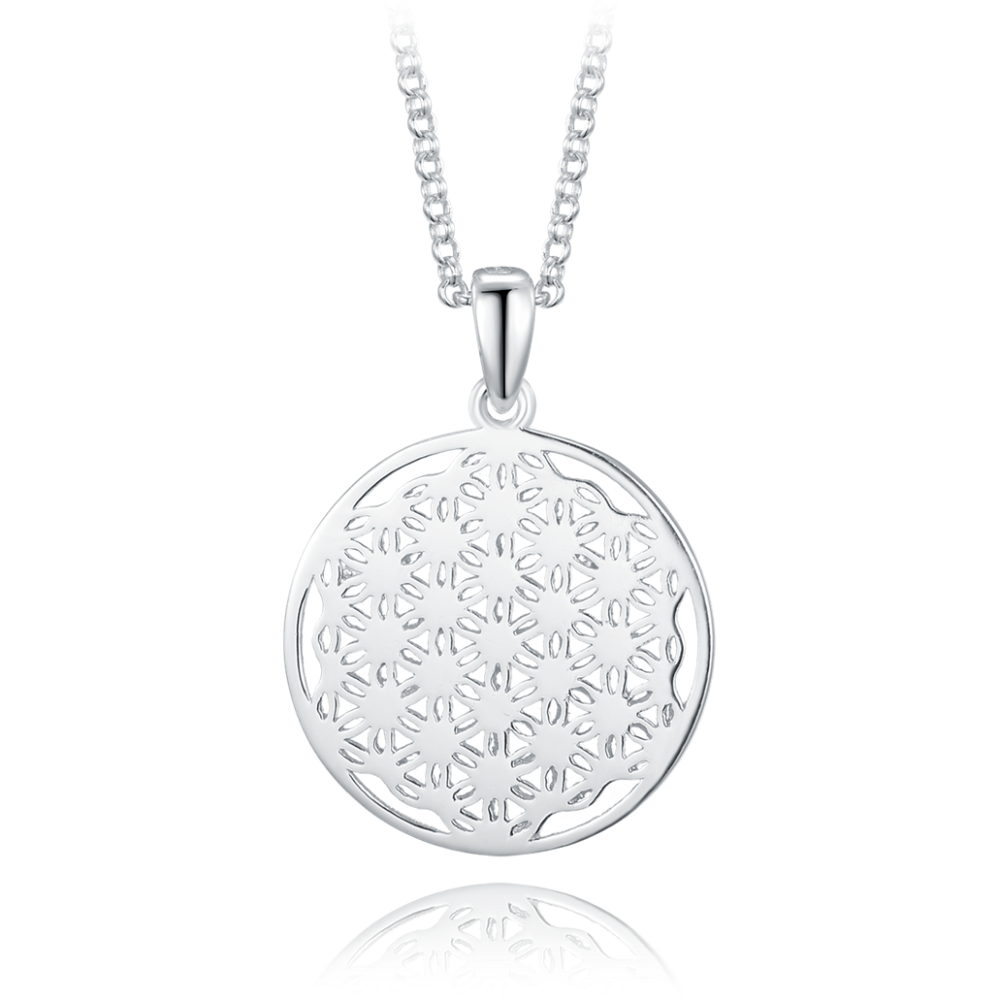 MINET Stříbrný náhrdelník květ života JMAN5025SN45