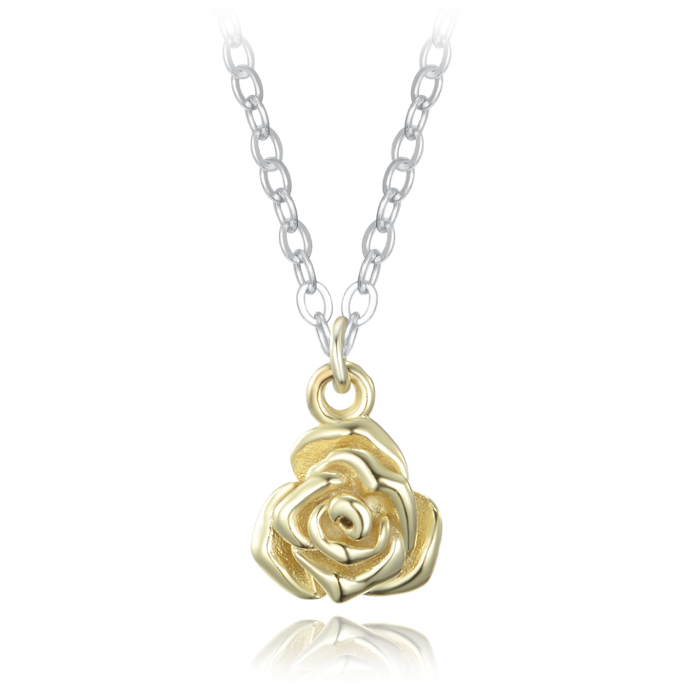 MINET Decentní stříbrný náhrdelník růžičky v kombinaci s pozlaceným stříbrem JMAS5068GN45