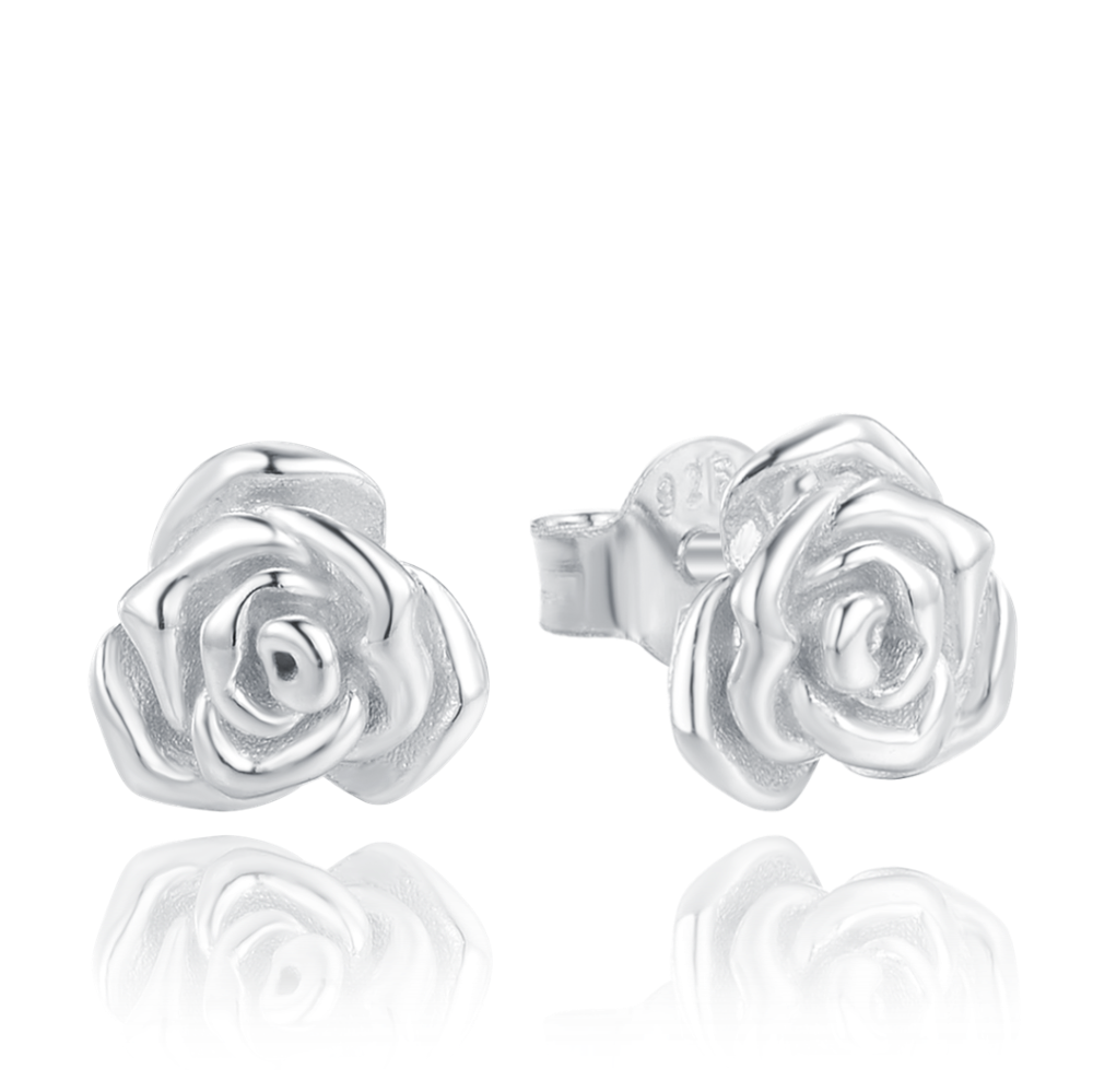 MINET Decentní stříbrné náušnice růžičky JMAS5068SE00