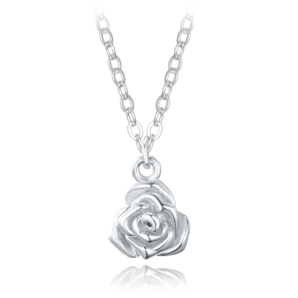 MINET Decentní stříbrný náhrdelník růžičky JMAS5068SN45