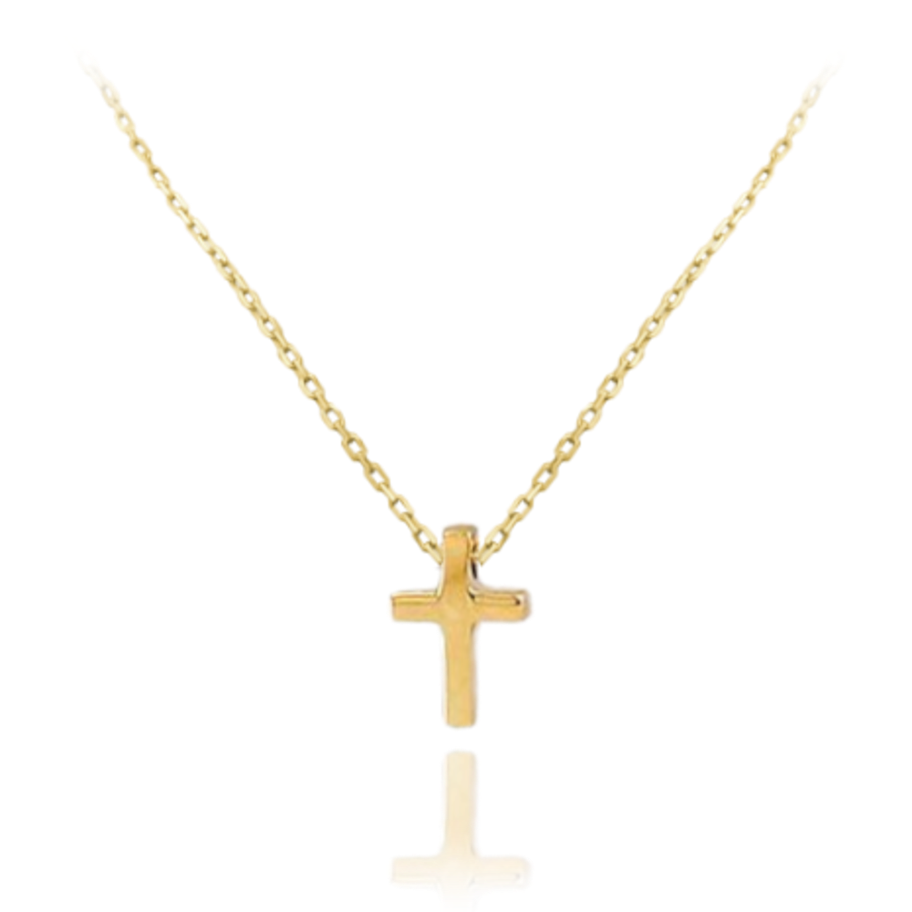 MINET Elegantní zlatý náhrdelník křížek Au 585/1000 1,85g JMG0028WGN46
