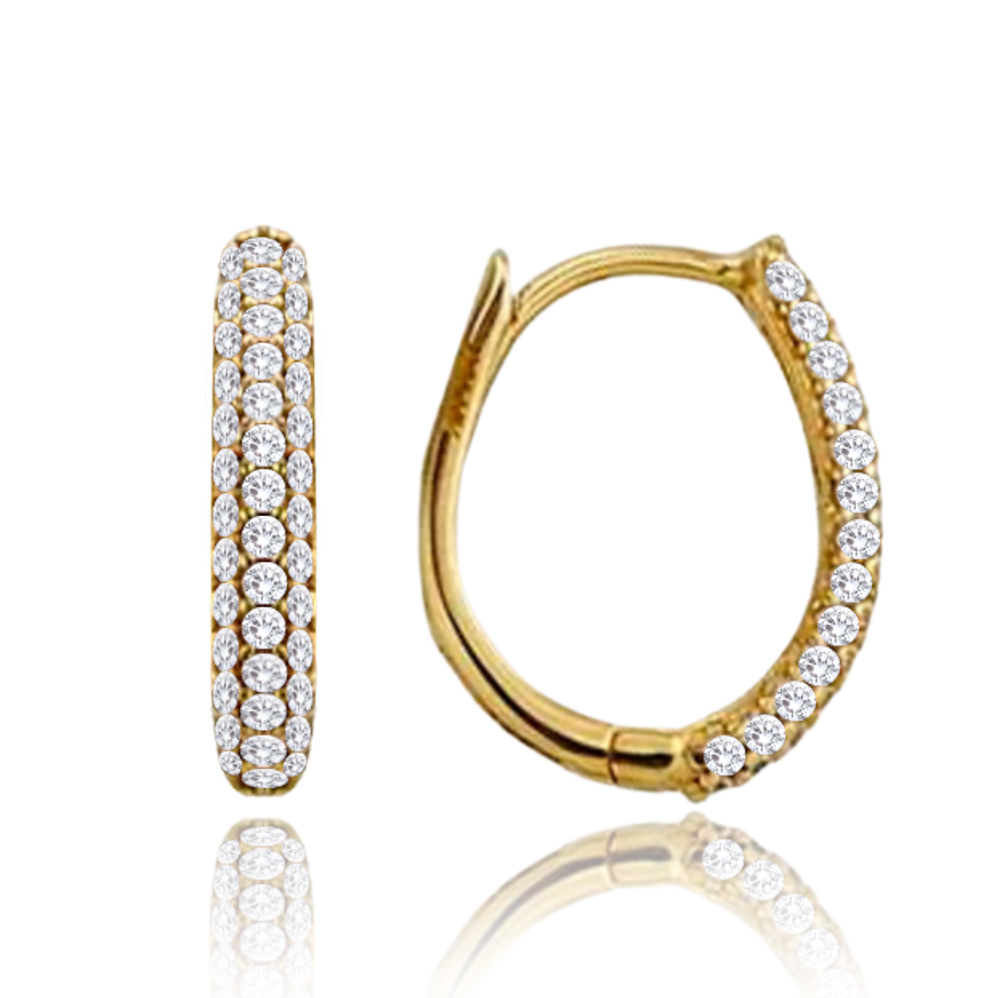 MINET Zlaté náušnice kroužky s bílými zirkony Au 585/1000 1,55g JMG0145WGE01