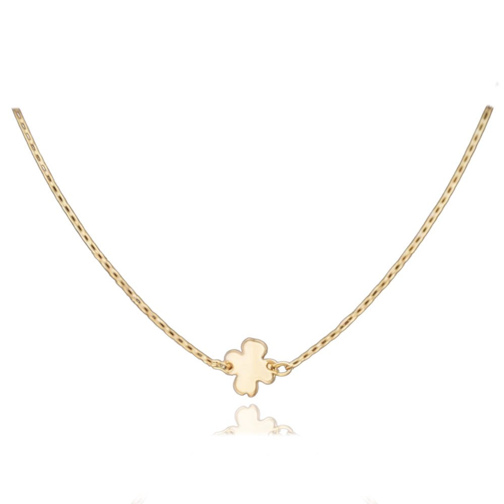 MINET Elegantní zlatý náhrdelník čtyřlístek Au 585/1000 1,40g JMG0176WGN45