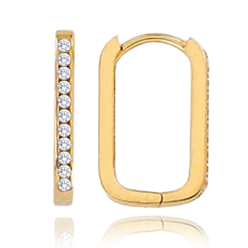 MINET Zlaté náušnice obdélníky s bílými zirkony Au 585/1000 1,55g JMG0050WGE01
