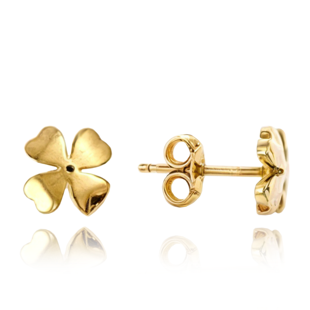 MINET Decentní zlaté náušnice čtyřlístky Au 585/1000 1,05g JMG0207WGE00