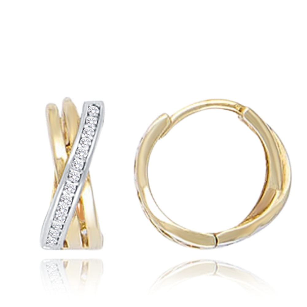 MINET Zlaté náušnice kroužky s bílými zirkony Au 585/1000 2,70g JMG0193WGE00