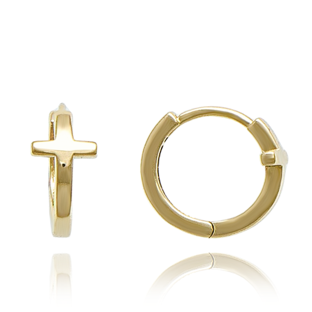 MINET Elegantní zlaté náušnice křížky Au 585/1000 2,15g JMG0185WGE01