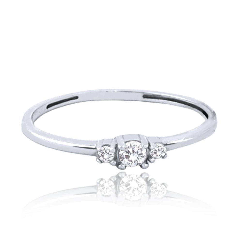 MINET Zlatý zásnubní prsten s bílými zirkony Au 585/1000 vel. 52 - 0,90g JMG0135WSR12