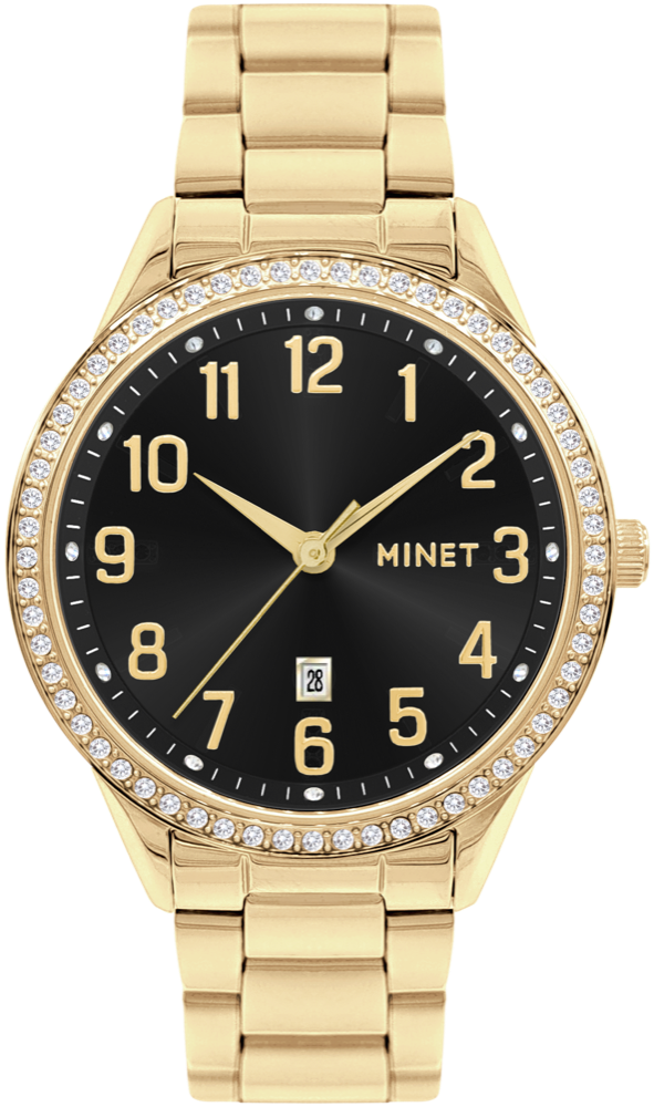 MINET Zlato-černé dámské hodinky Avenue s čísly MWL5313