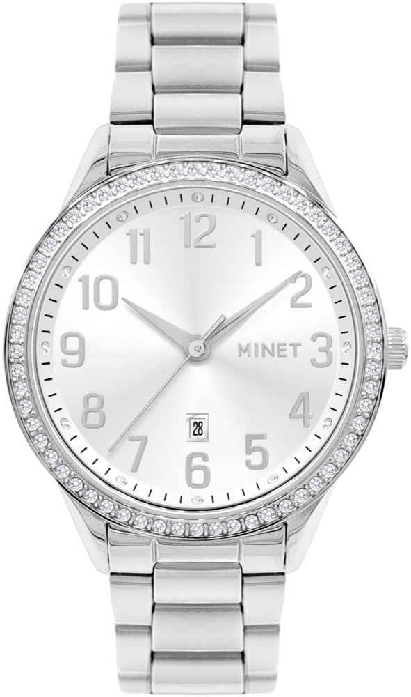 MINET Stříbrné dámské hodinky Avenue s čísly MWL5317