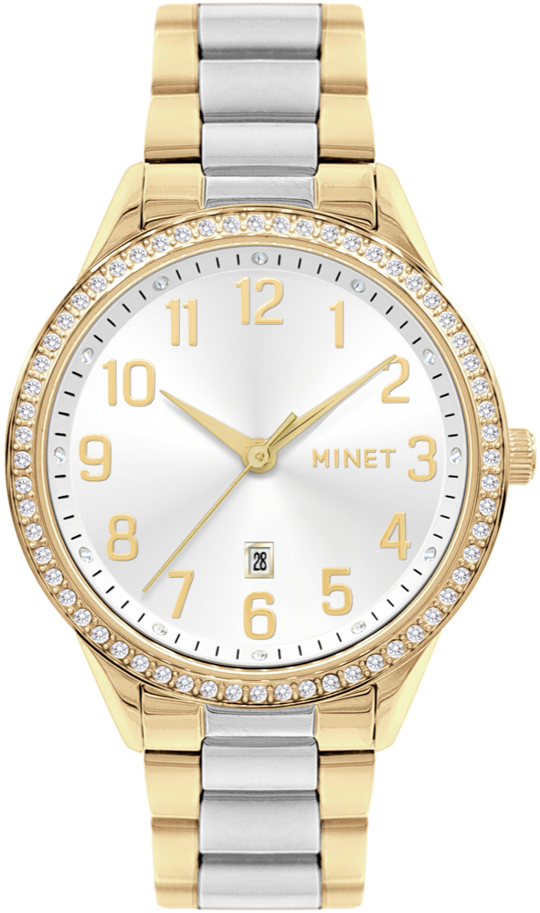 MINET Stříbrno-zlaté dámské hodinky Avenue s čísly MWL5318
