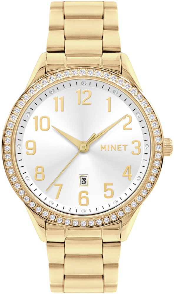 MINET Zlaté dámské hodinky Avenue s čísly MWL5319
