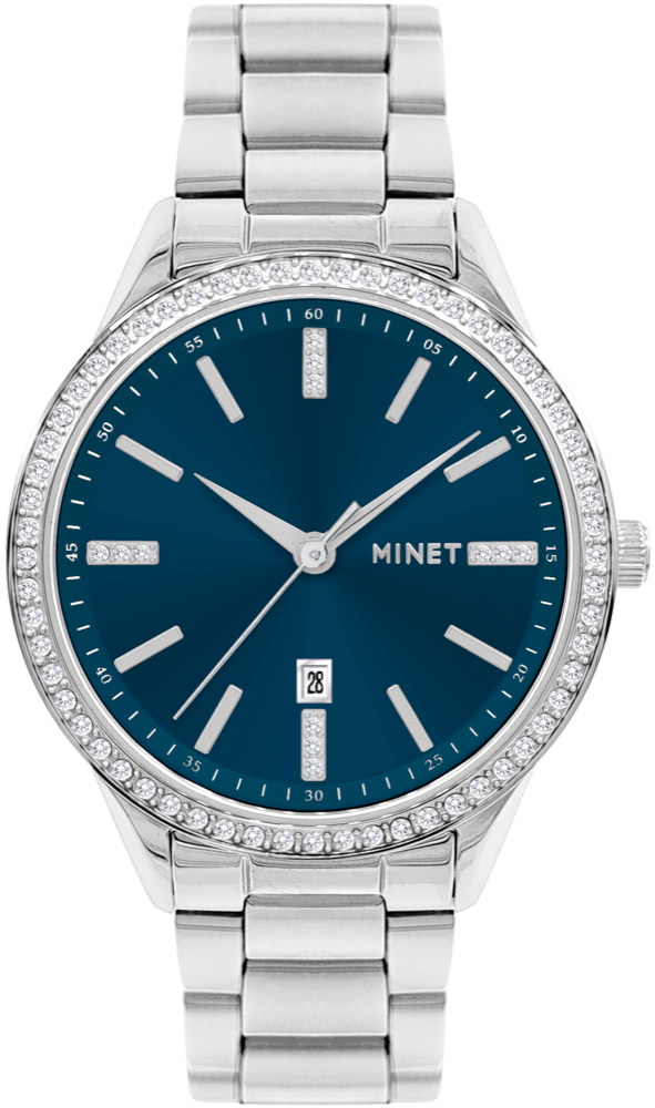 MINET Stříbrno-modré dámské hodinky Avenue MWL5312