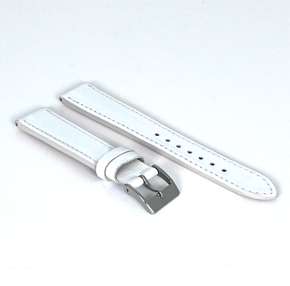 MINET Bílý prošitý řemínek SLIM z luxusní kůže Top Grain - 14 MSTUY14