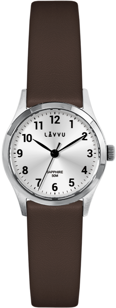 LAVVU Stříbrno-hnědé dámské hodinky SKIEN se safírovým sklíčkem LWL5071