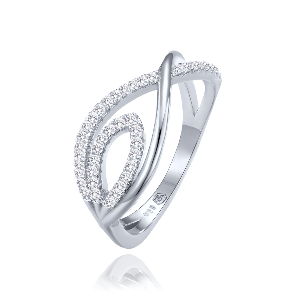 MINET Luxusní stříbrný prsten s bílými zirkony vel. 61 JMAN0559SR61