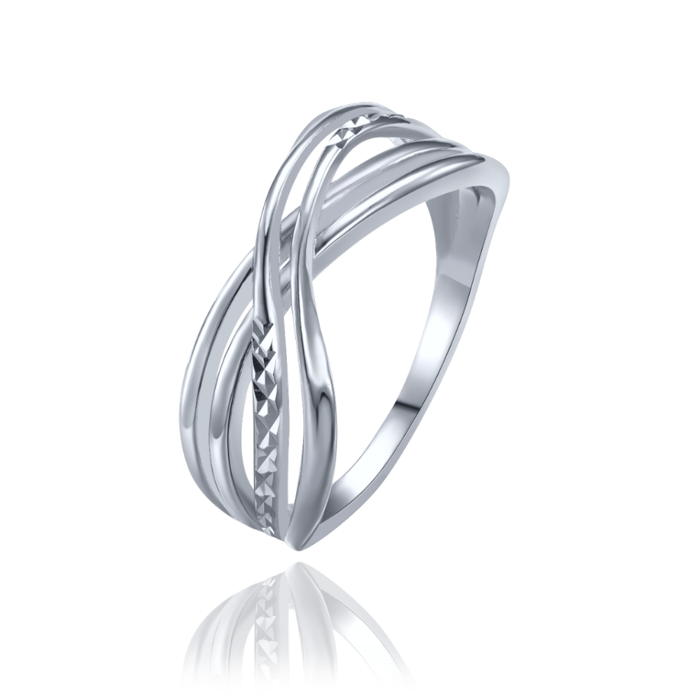 MINET Překřížený stříbrný broušený prsten vel. 55 JMAN0560SR55