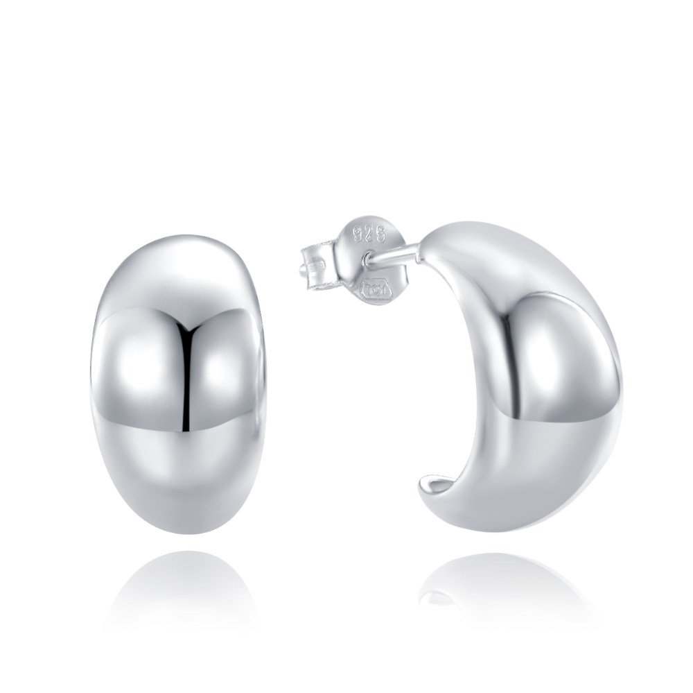 MINET Moderní stříbrné náušnice zahnuté kapky