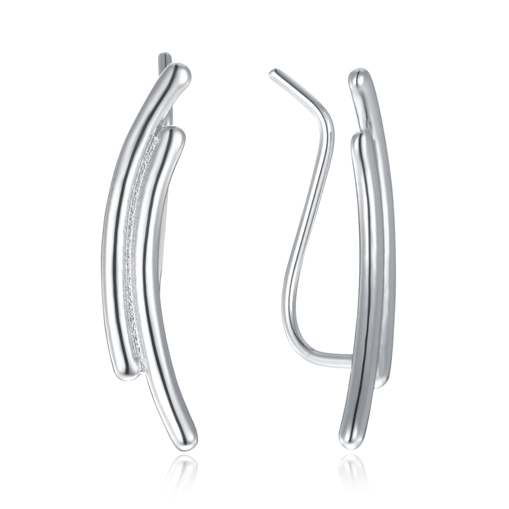 MINET Moderní stříbrná záušnice dvojitá tyčka JMAN0572SE00