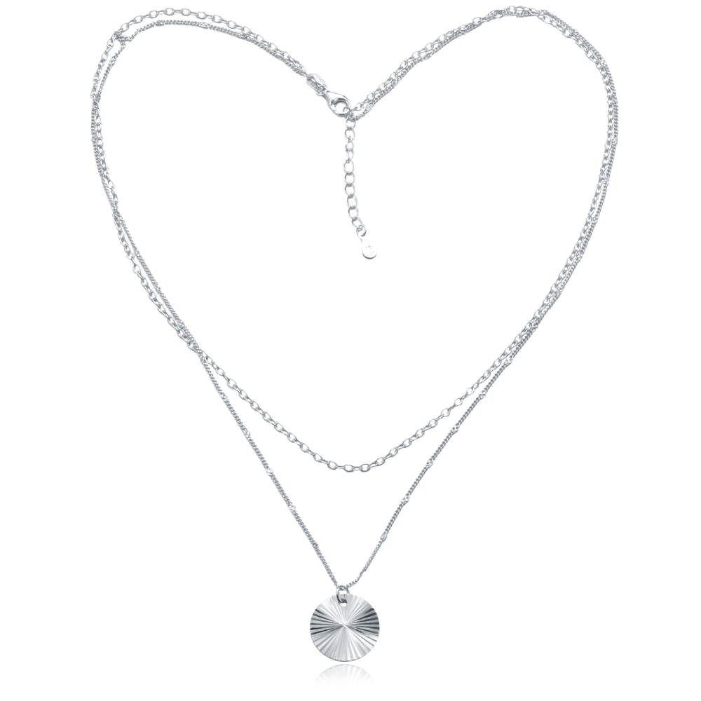 MINET Dvojitý stříbrný náhrdelník s broušeným přívěskem