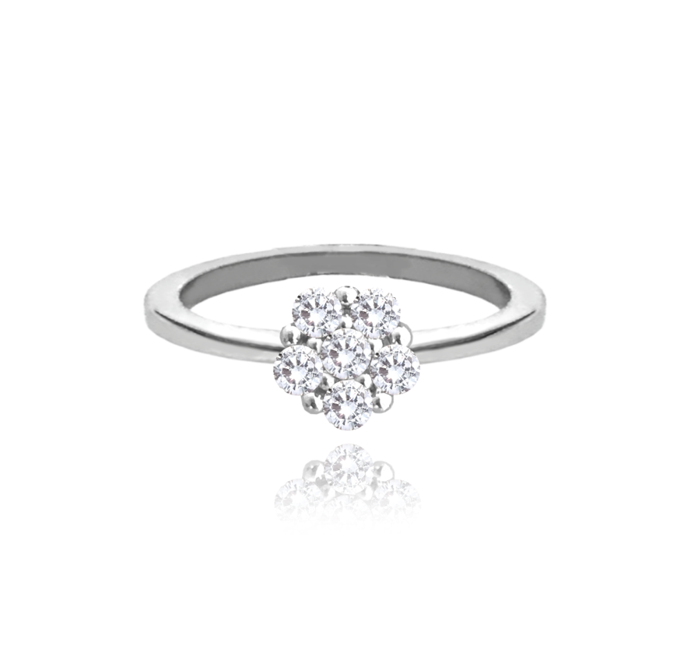 MINET Dětský stříbrný prsten KYTIČKA s bilými zirkony vel. 56 JMAD0037SR56