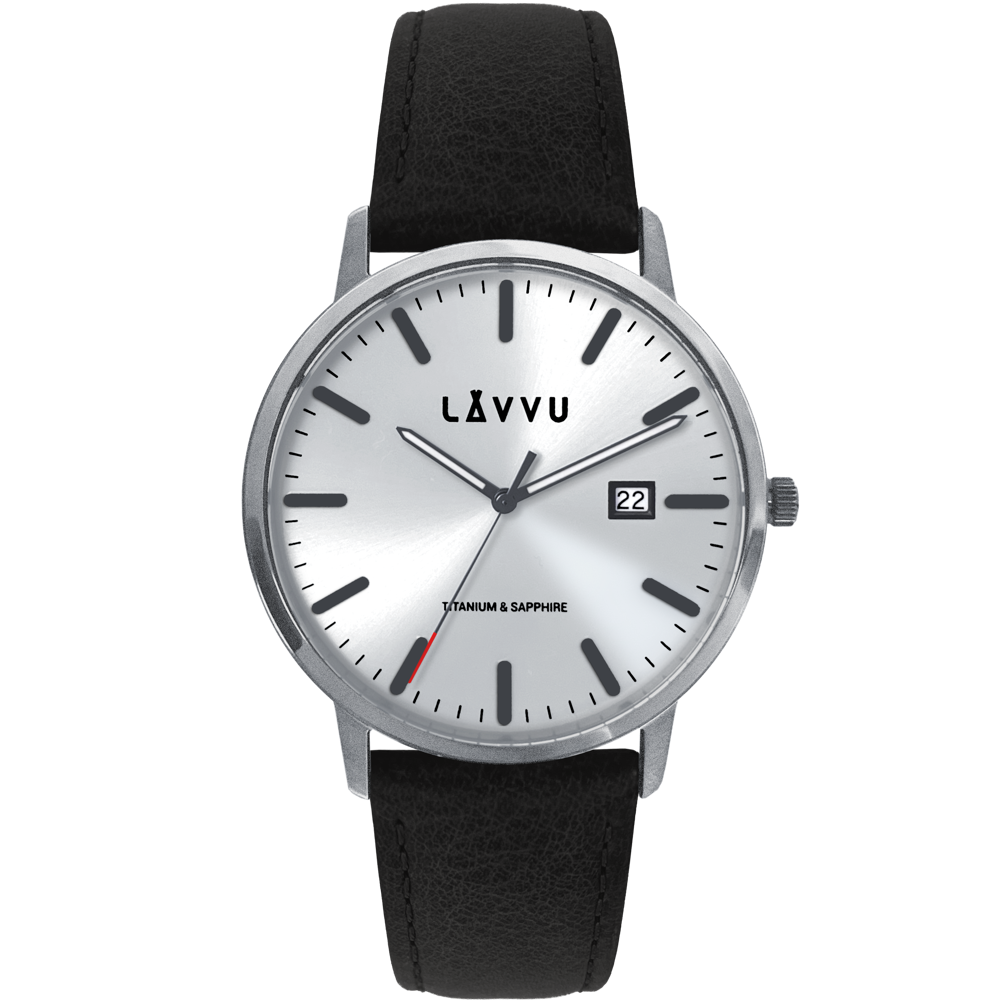 LAVVU Stříbrné pánské hodinky se safírovým sklem Copenhagen Titanium Silver LWM0260