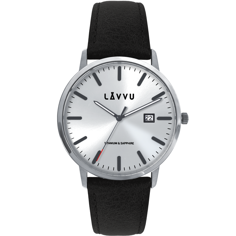 LAVVU Stříbrné pánské hodinky se safírovým sklem Copenhagen Titanium Silver