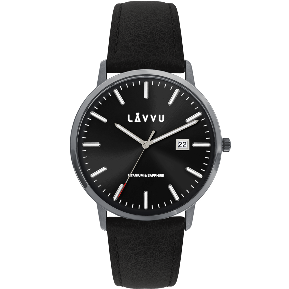 LAVVU Černé pánské hodinky se safírovým sklem Copenhagen Titanium Black LWM0263
