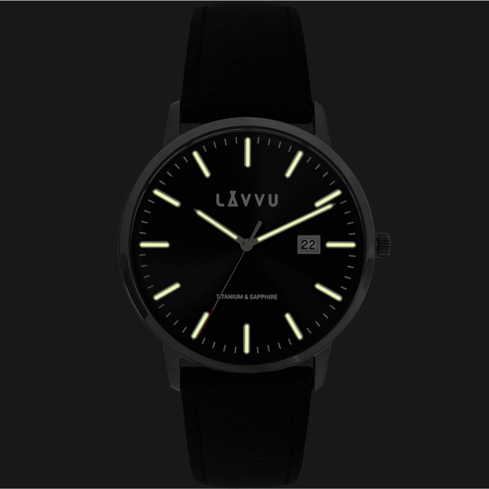 LAVVU Černé pánské hodinky se safírovým sklem Copenhagen Titanium Black LWM0263