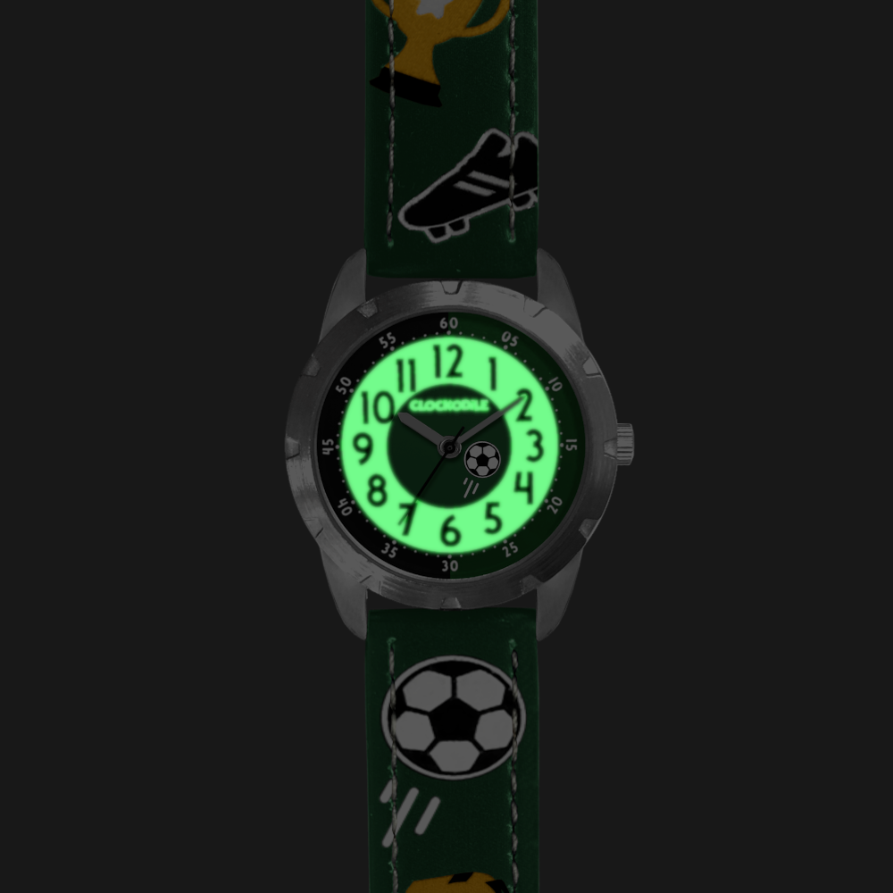 CLOCKODILE Svítící zelené chlapecké dětské hodinky FOTBAL CWB0071