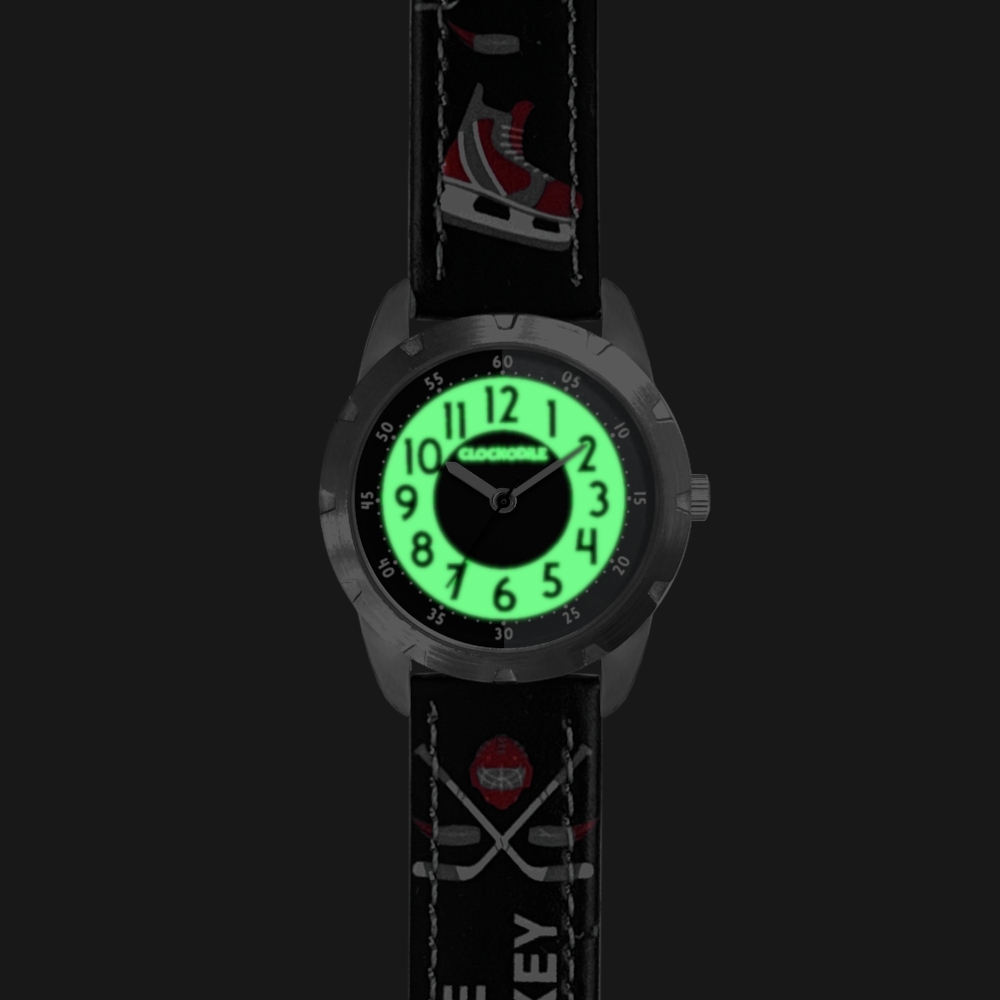 CLOCKODILE Svítící černé chlapecké hodinky HOKEJ CWB0110