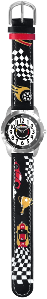 CLOCKODILE Svítící tmavě modré chlapecké dětské hodinky ZÁVODNÍ AUTA CWB0120 