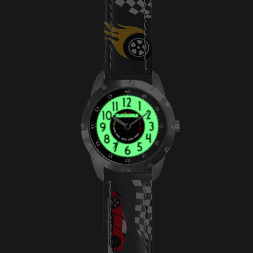 CLOCKODILE Svítící šedé chlapecké hodinky ZÁVODNÍ AUTA CWB0121