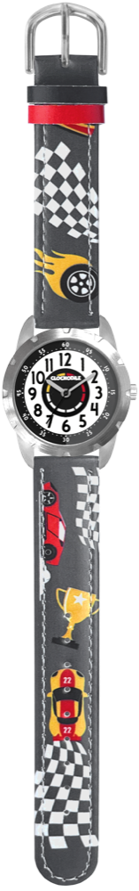 CLOCKODILE Svítící šedé chlapecké hodinky ZÁVODNÍ AUTA CWB0121