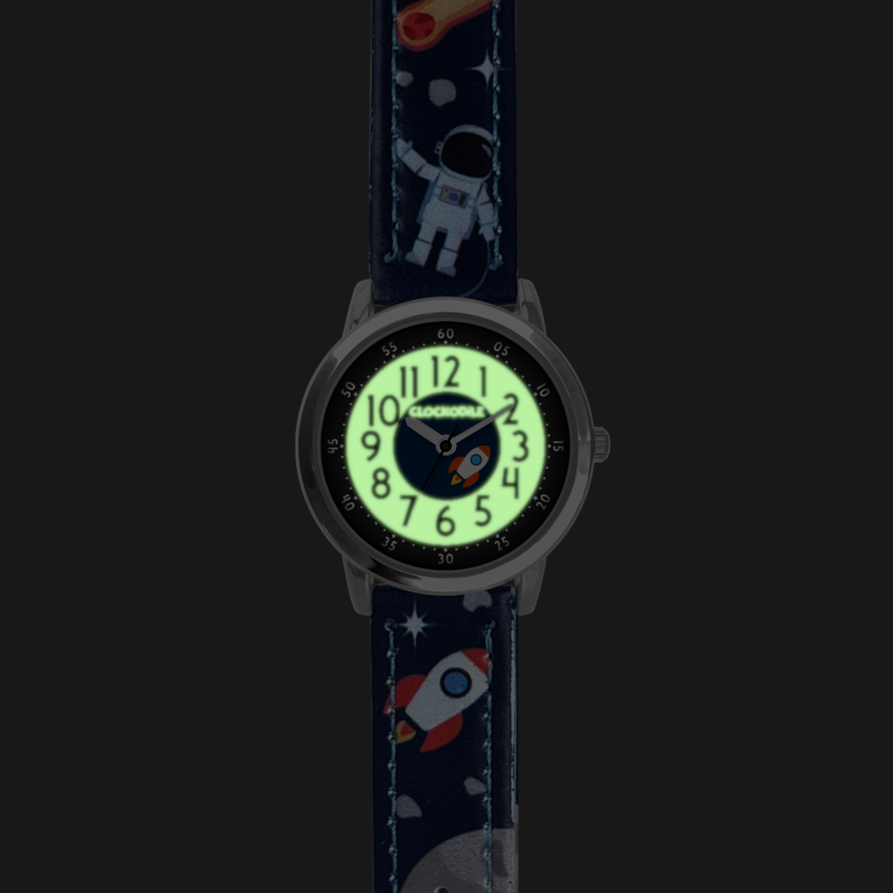 CLOCKODILE Svítící tmavě modré chlapecké VESMÍR CWB0130