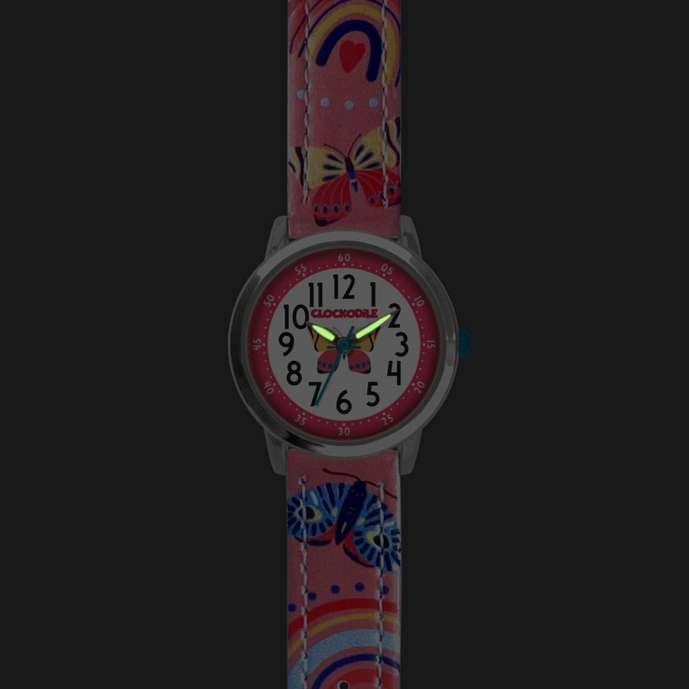 CLOCKODILE Růžové dívčí dětské hodinky MOTÝL CWG5180
