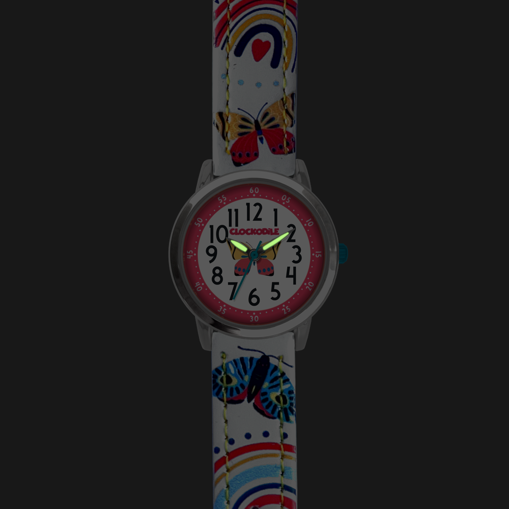 CLOCKODILE Bílé dívčí dětské hodinky MOTÝL CWG5181