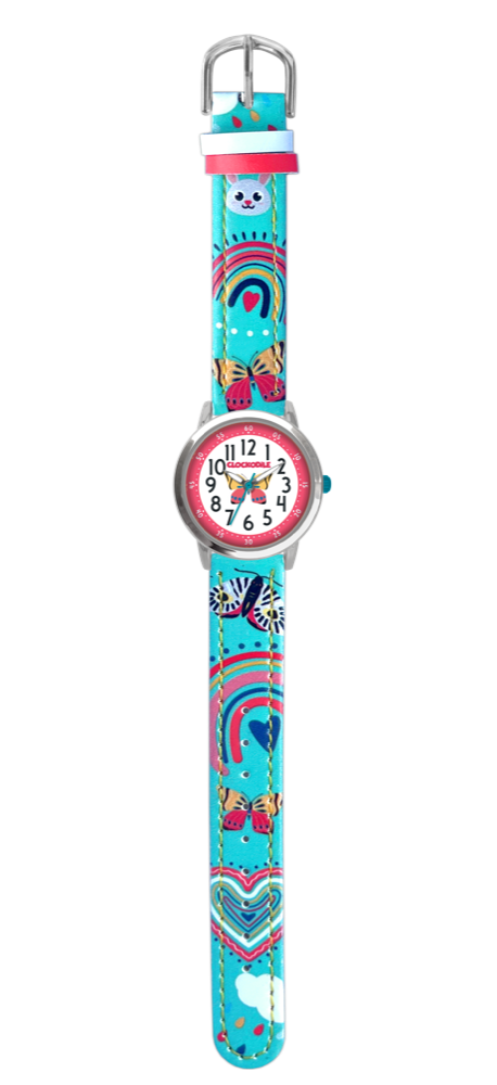 CLOCKODILE Tyrkysové dívčí dětské hodinky MOTÝL CWG5182