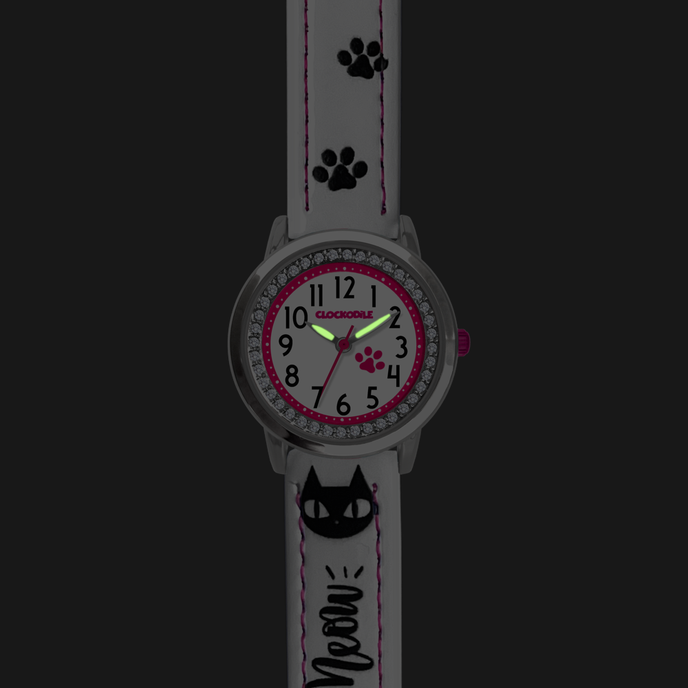 CLOCKODILE Bílé dívčí dětské hodinky KOČKY CWG5191