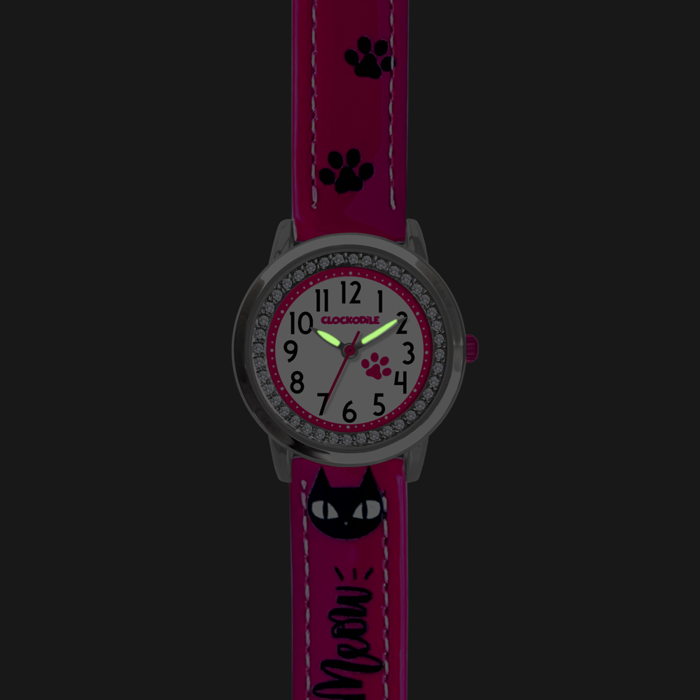 CLOCKODILE Růžové dívčí dětské hodinky KOČKY CWG5192