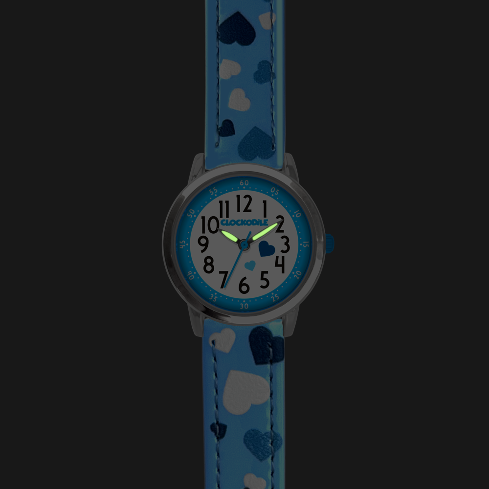 CLOCKODILE Modré dívčí dětské hodinky SRDÍČKA CWG5210