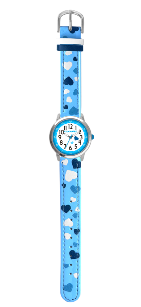 CLOCKODILE Modré dívčí dětské hodinky SRDÍČKA CWG5210