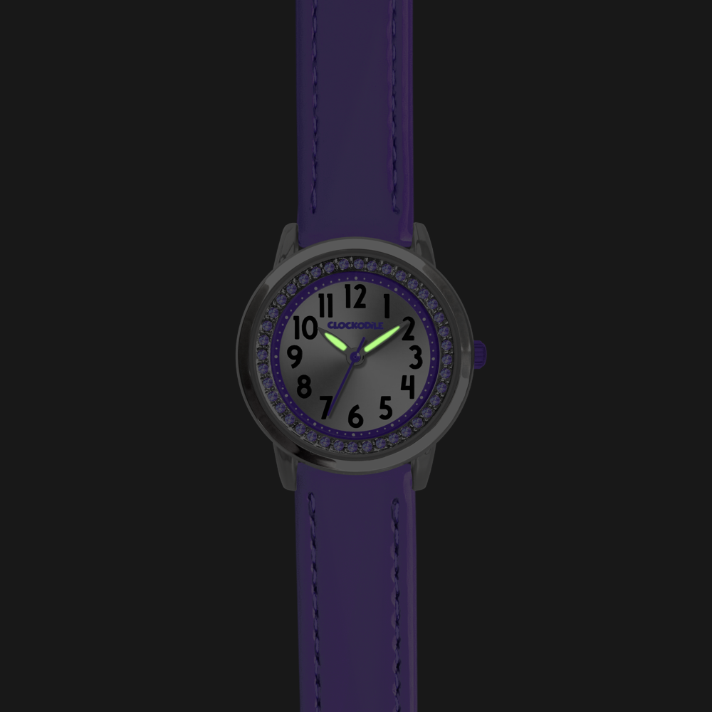 CLOCKODILE Fialové dívčí dětské hodinky s kamínky CWG5231