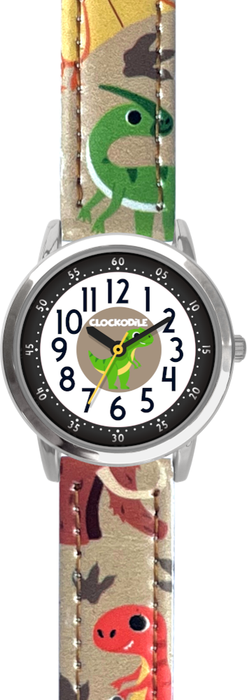 CLOCKODILE Svítící béžové chlapecké dětské hodinky DINOSAUŘI CWB0101