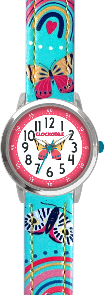 CLOCKODILE Tyrkysové dívčí dětské hodinky MOTÝL CWG5182