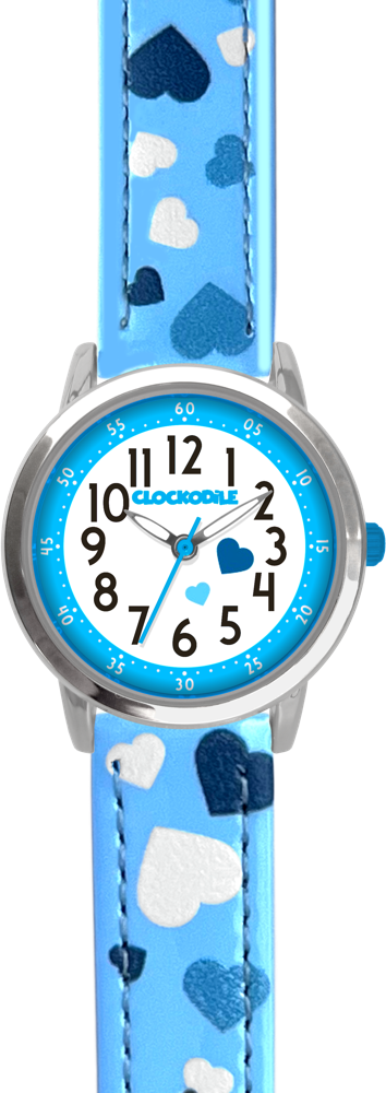 CLOCKODILE Modré dívčí dětské hodinky SRDÍČKA CWG5210