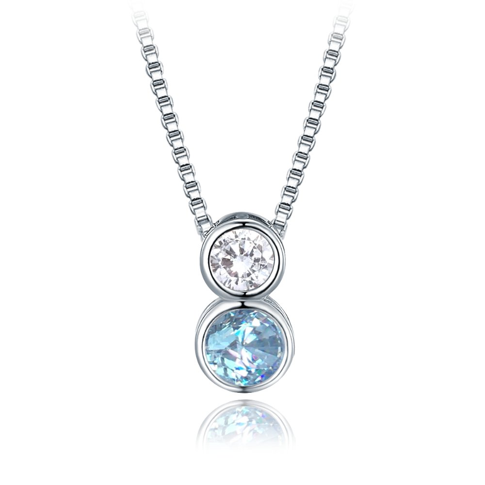 MINET Elegantní stříbrný náhrdelník s bílým a modrým zirkonem JMAS0256AN45