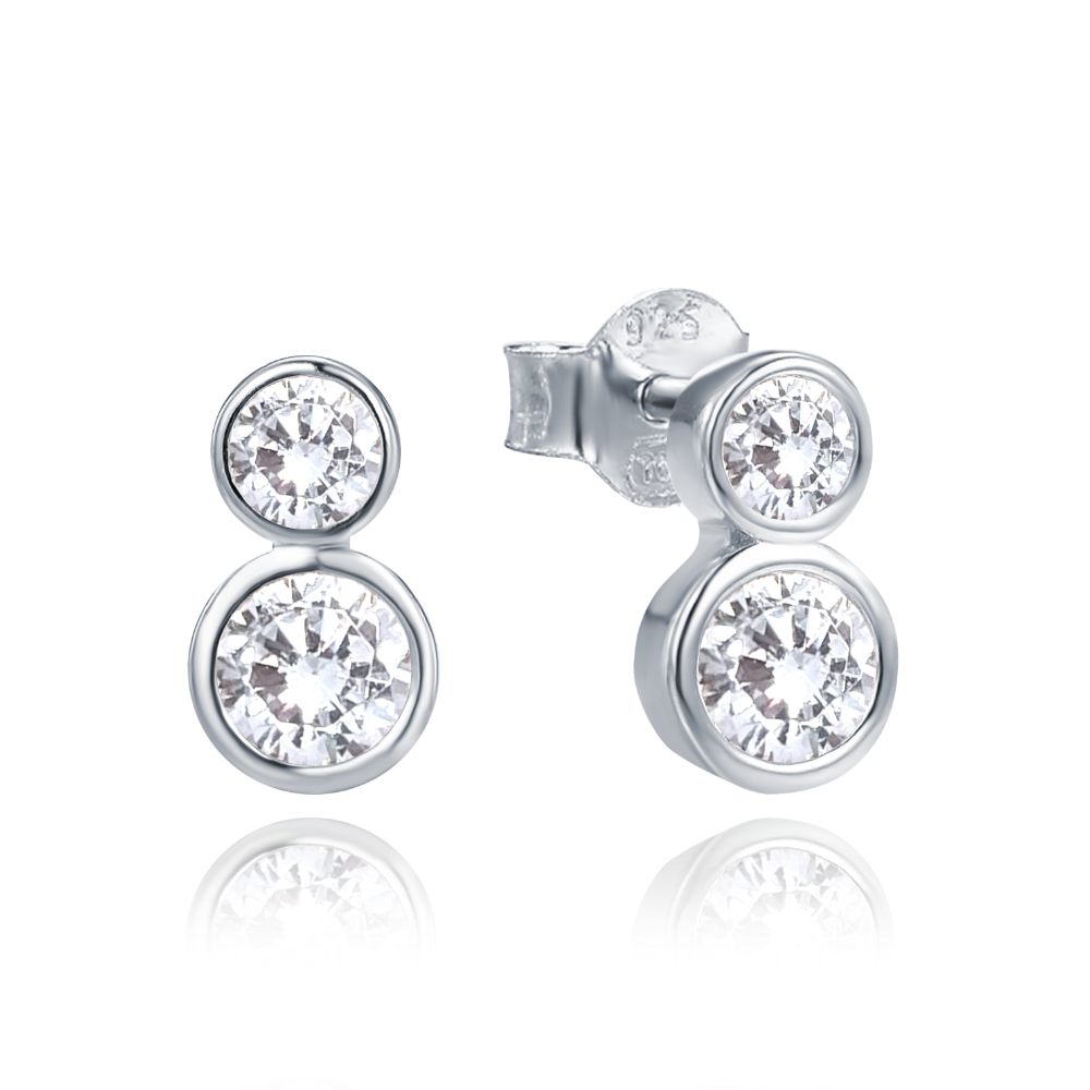 MINET Elegantní stříbrné náušnice s bílými zirkony